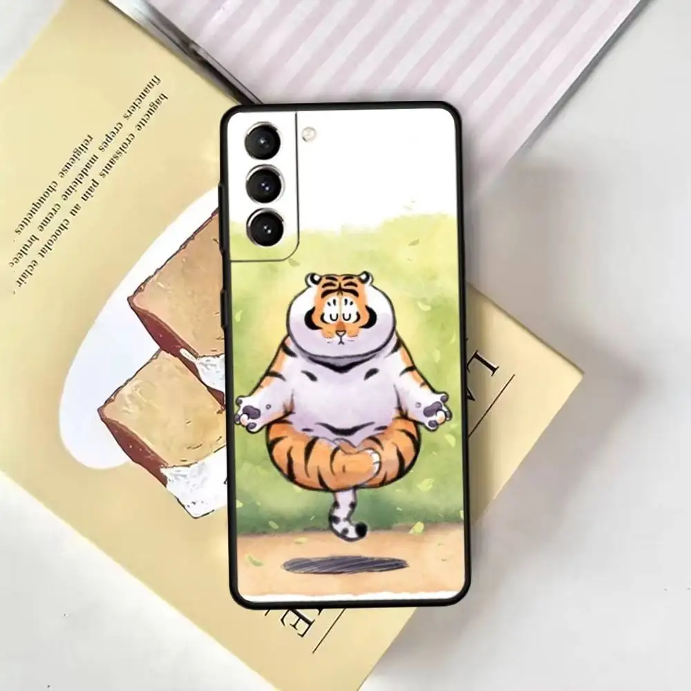 Cartoon Fat Tiger Phone Case For Samsung GalaxyA13,21s,22,31,32,52,53,71,72,73,Soft Black Cover