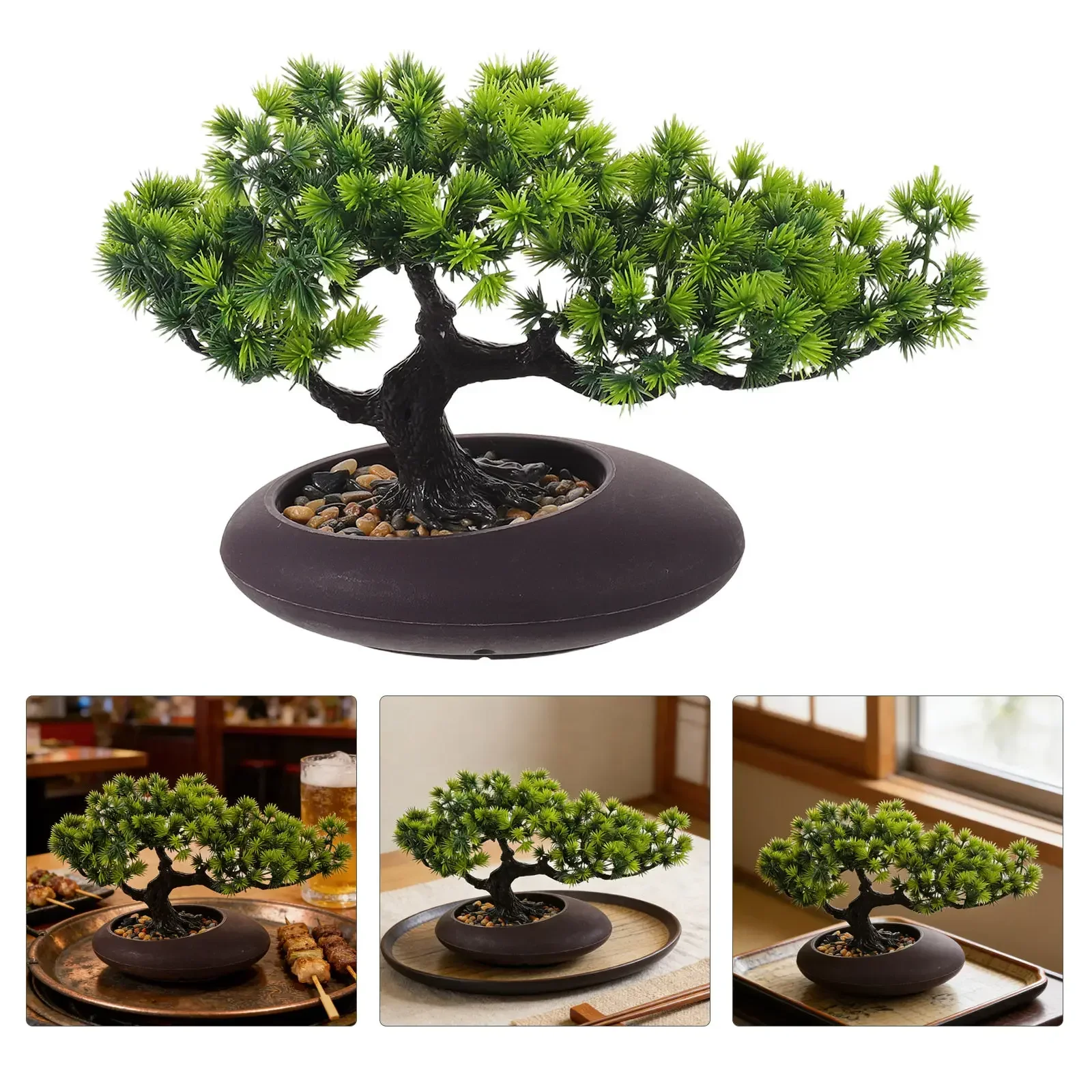 2026 Unique Artificial Bonsai Juniper Fake Bonsai Trees Realistic Faux Pine Trees In Pot For Plate Sashimi Dish Home Shelf Decor