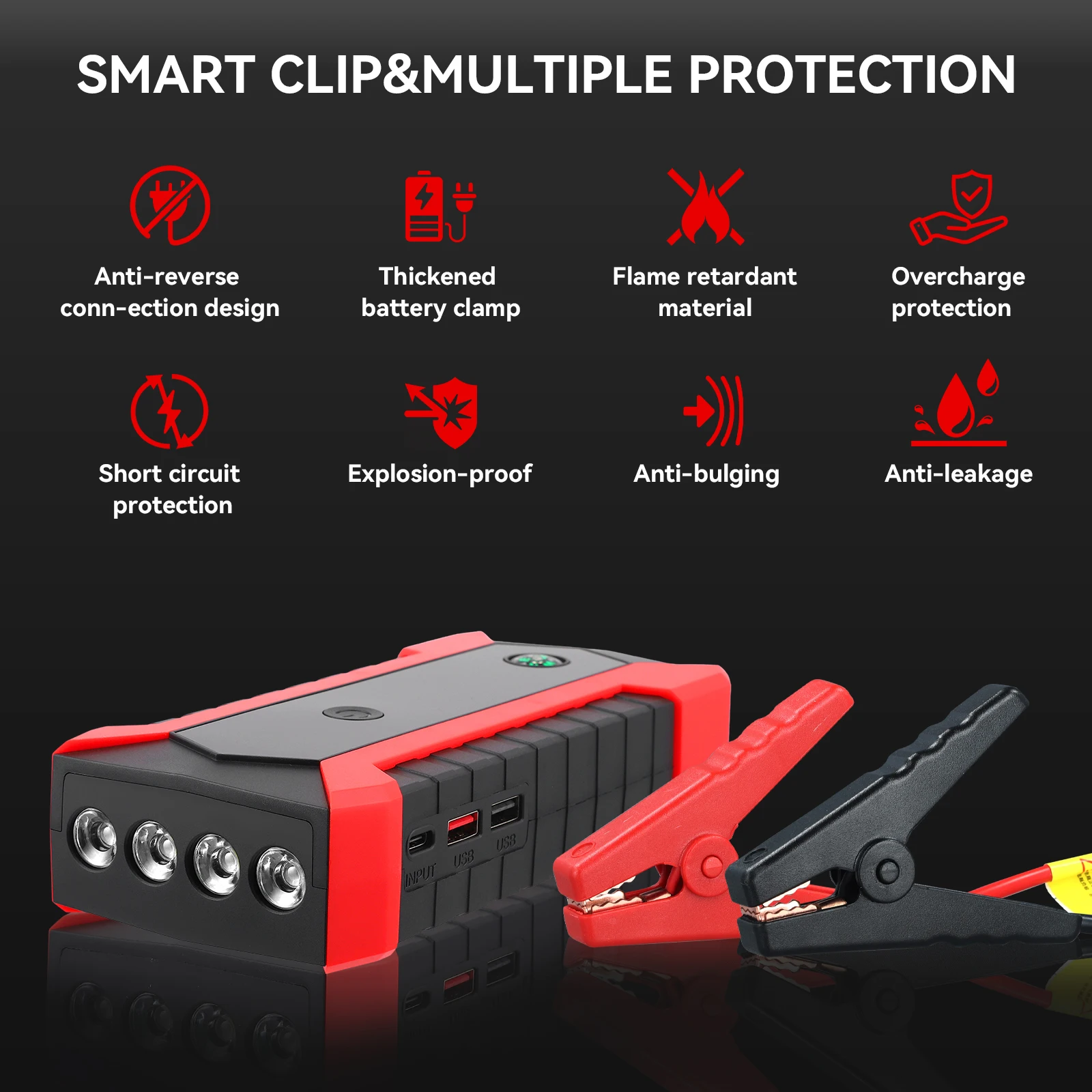 6000mAh Portable Car Jump start Peak 600A Power Bank charge 12V Auto start Equipment Oil Diesel Car Emergency Battery