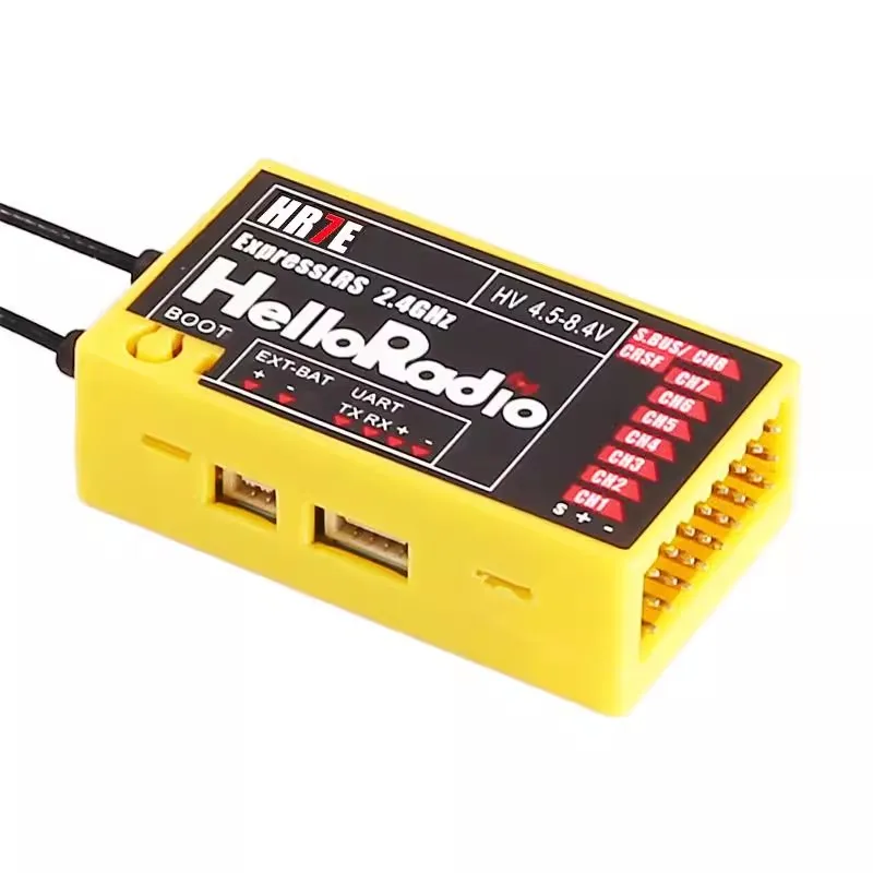 

HelloRadio HR7E ELRS PWM 7CH Receiver - 2.4G for Fixed Wing Aircraft, Remote Control Drones and Model Airplanes