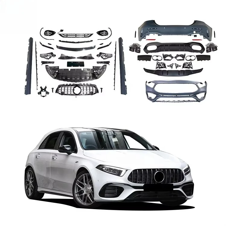 

A45 Body Kit for Mercedes Benz A-Class W177 Modified A45S AMG Bodykit Grille Diffuser Rear Lip Exhaust Pipe 2019-2021