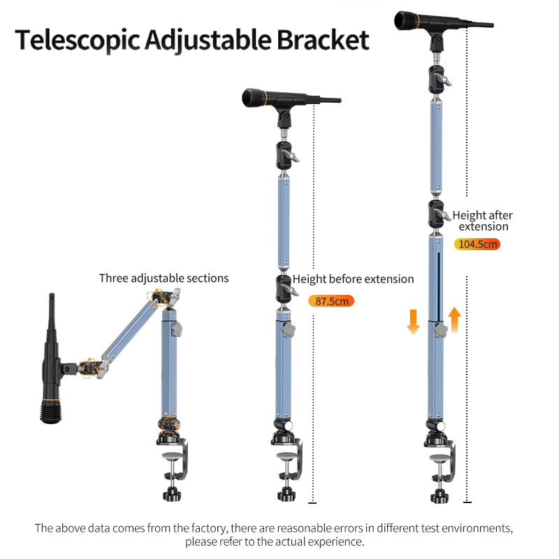 Adjustable Microphone Boom Arm Extended Riser with Suction Cup Base Mic Desktop Stand Holder for Gaming Podcasting Youtube