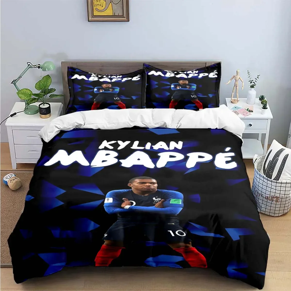 

Модный футбольный комплект постельного белья M-Mbappe с цифровой печатью, пододеяльник, одеяло, кровать, молодежный детский подарок на день рождения для девочек и мальчиков