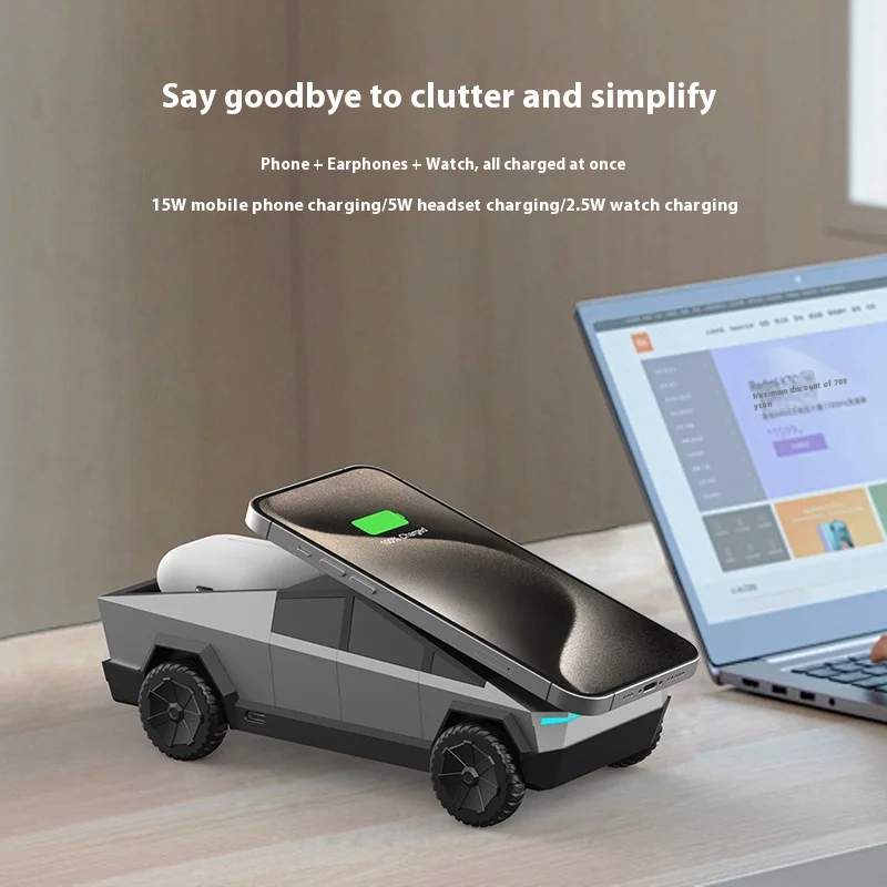 Multifunctional 3-in-1 CyberDock Wireless Charging Station for IPhone16 15 14 Pro Max AirPods iWatch with Atmosphere Light