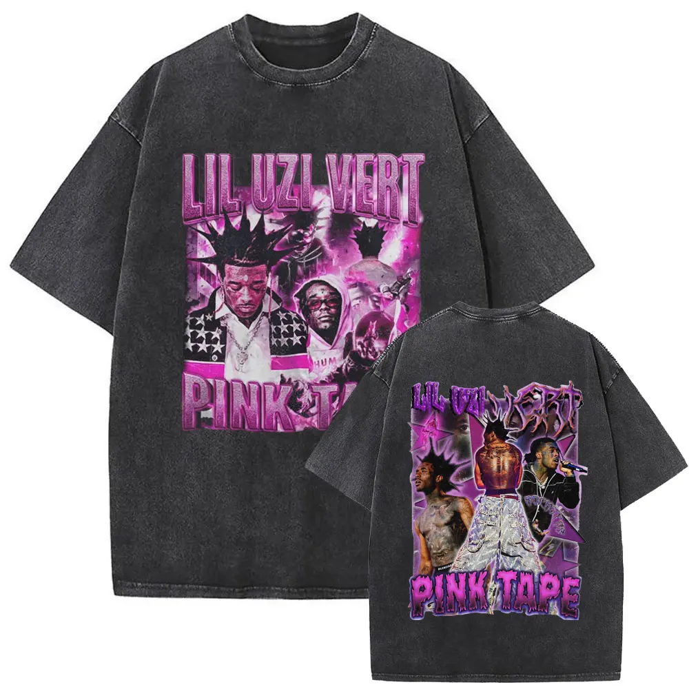

Washed Vintage Rapper Rapper Lil Uzi Vert Graphic T-shirt Men Women Cotton Casual Oversized T Shirts Hip Hop Retro Streetwear