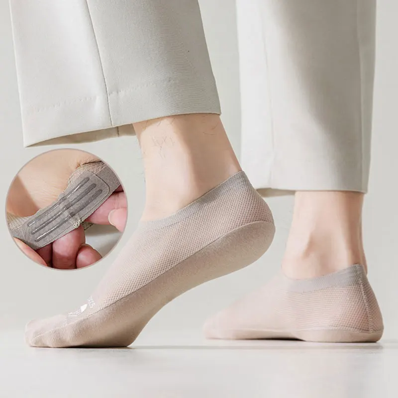 6 Pasang Kaus Kaki Musim Panas Pria Kaus Kaki Tanpa Pertunjukan Pergelangan Kaki Jaring Tipis Kaus Kaki Bisnis Ultra-tipis Nyaman Penyerap Keringat