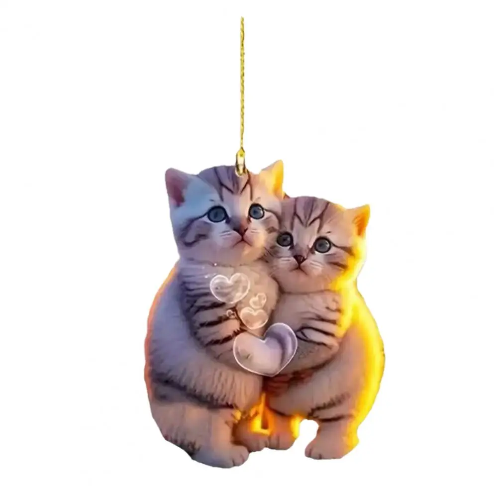 Cat Hanging Decor Acrylic Hanging Decoration Set for Car Rearview Mirror Backpack Kitten Ornament Keychain Pendant