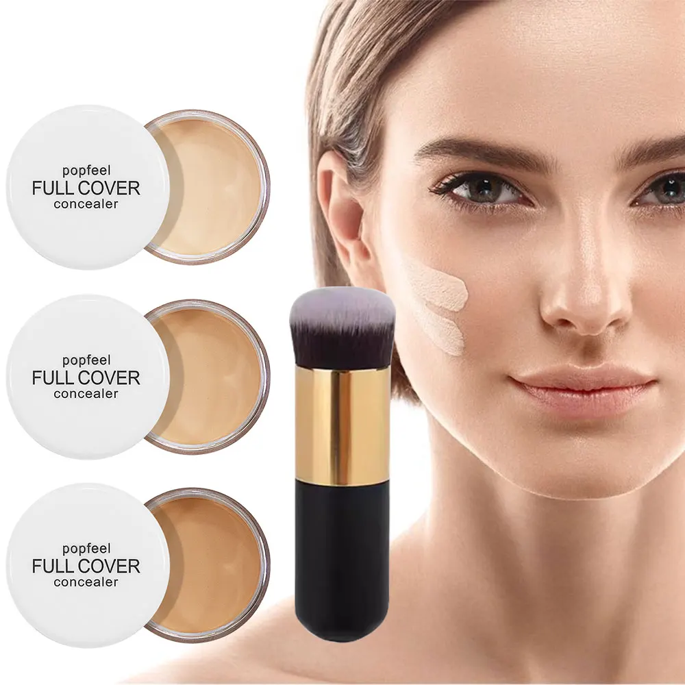POPFEEL Concealer With Brush, Full Coverage, Correct and Conceal Imperfections