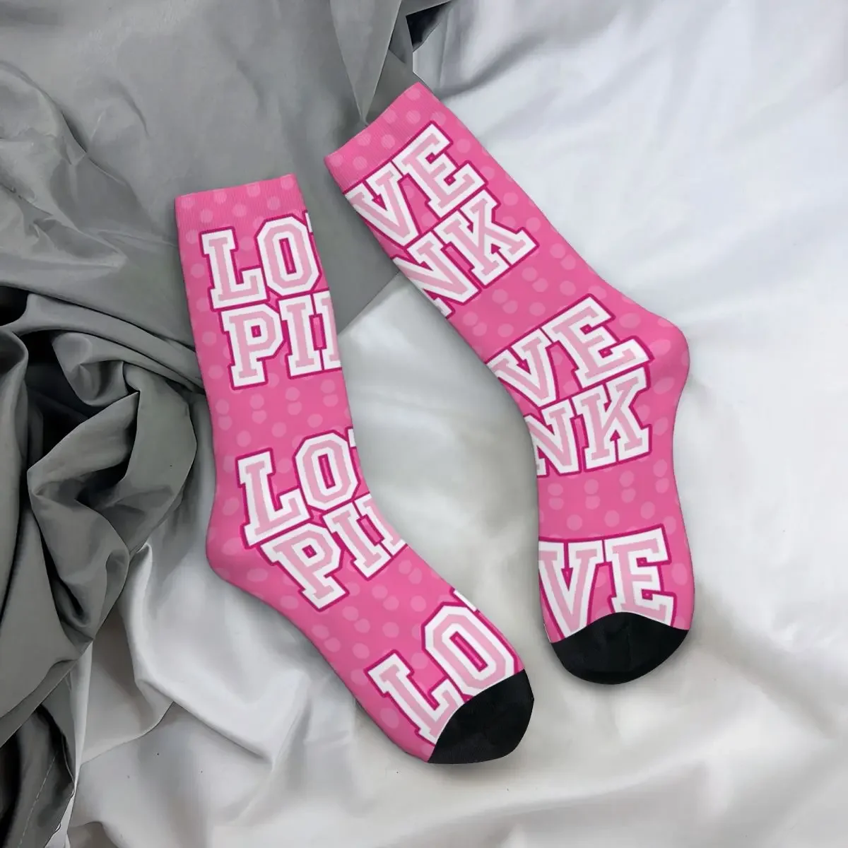 

All Seasons Crew Stockings Love Pink Socks Crazy Hip Hop Long Socks for Men Women Valentine's Day Gifts