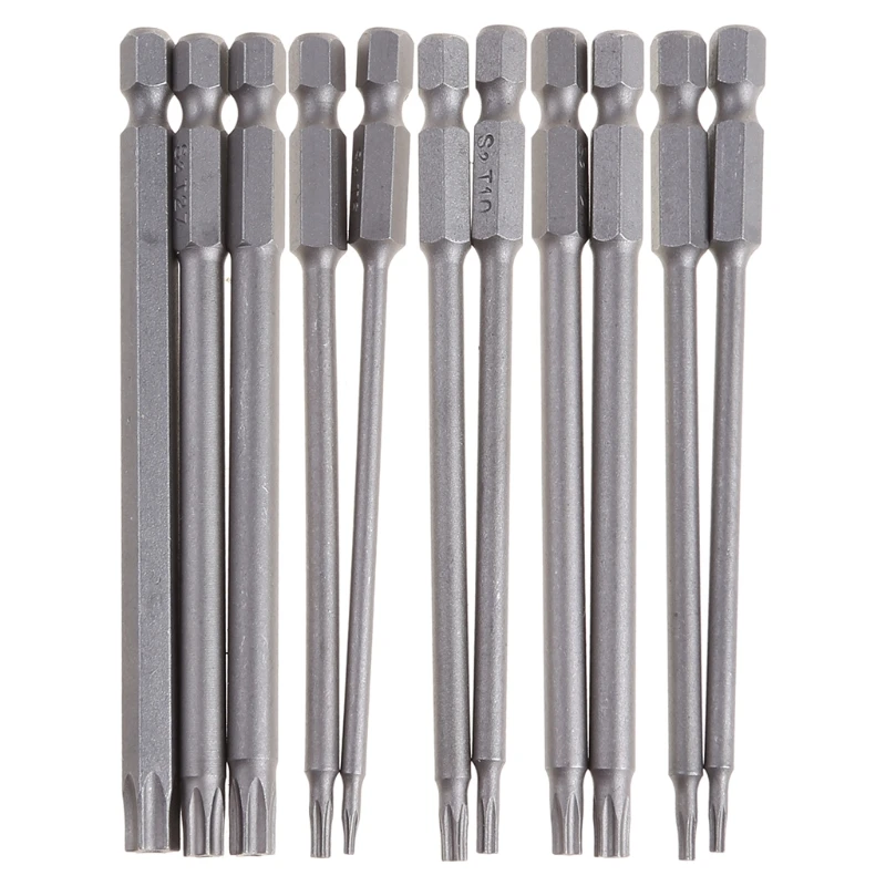 11/12 Buah Set Mata Bor Keamanan Tahan Rusak Obeng Torx Datar untuk Kepala 1/4 "Driver Bit