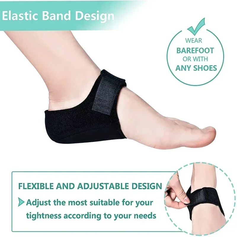 Plantar Fasciitis Insoles Silicone Heel Protector for Spurs Shock Absorption Heel Pain Relief Shoes Pads U Cup Half-yard Socks