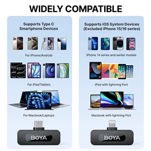BOYA BY-V3 Wireless Lapela Mirophone with Rechargeable Microphone Noise Cancellation Android Android Camera Live Vlogging 8 Main Sales Wireless Boya Microphone - №5