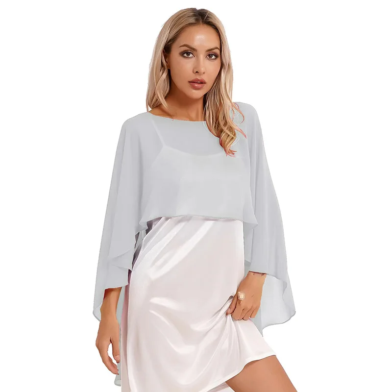 Moda estate Chiffon Pullover mantello tinta unita signora scialle sottile donne protezione solare copertura braccia matrimonio giacca da sposa avvolge