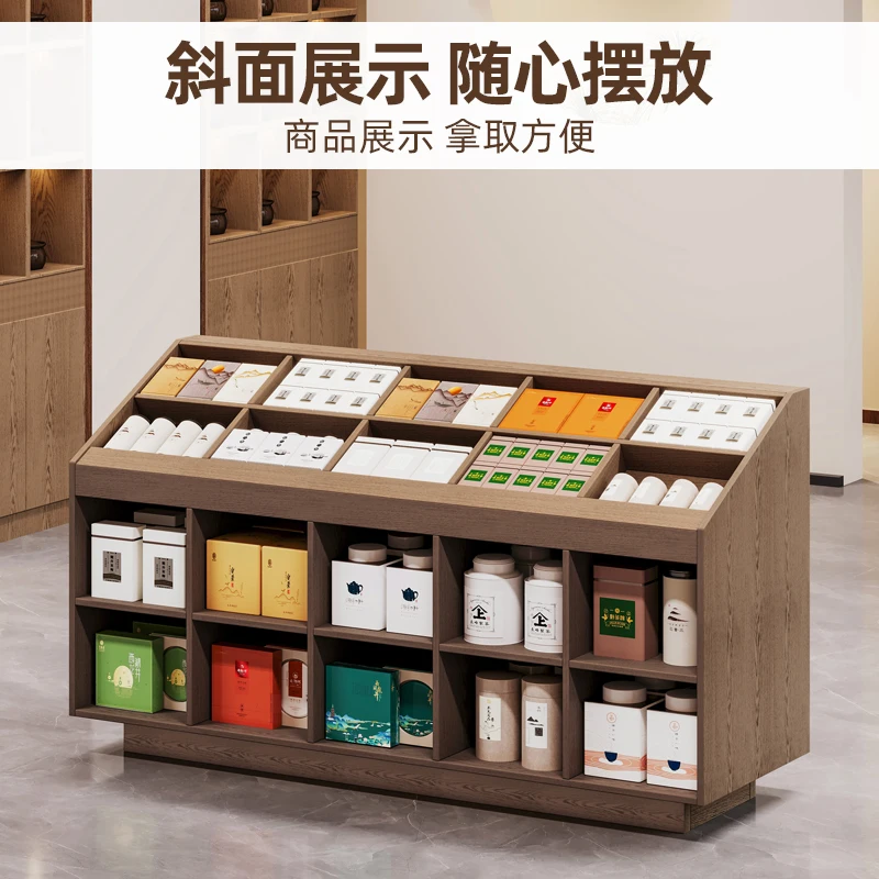 حامل عرض جداري مشطوف، خزانة شاي، خزانة عرض هدية، خزانة عرض متجر مريحة للوجبات الخفيفة في السوبر ماركت