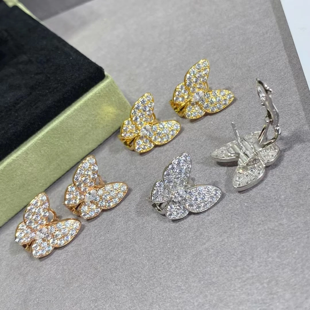 

Original design: Sparkling zircon butterfly earrings for women, fashionable jewelry, light luxury gift