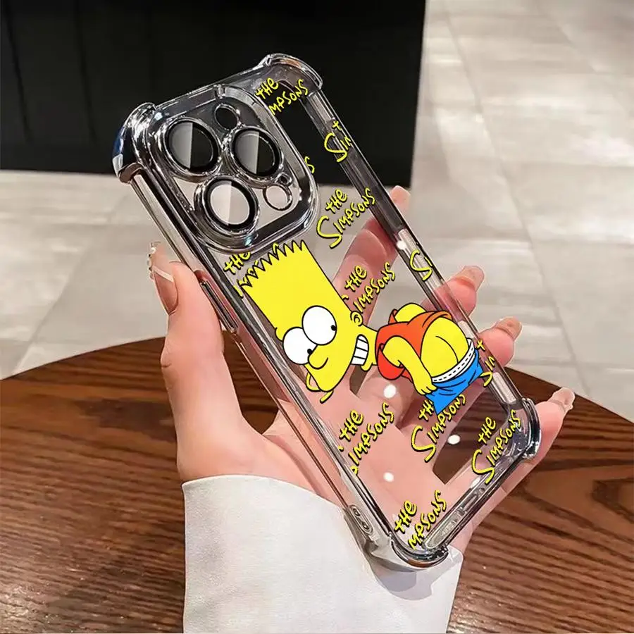 Parody The Simpsons Homer Bart Soft Phone Cover Case for iPhone 14 Pro 16e 13 11 XR 16 Pro Max 12 15