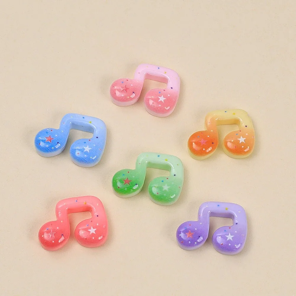 10pcs Cartoon gradient star musical note Resin Charms For Jewelry Materials Flatbacks diy handmade hair clip Keychain pendant