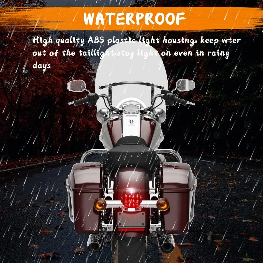 مصباح خلفي LED مدخن لدراجة Harley Road King، Softail، Street Glide، Sportster، Touring