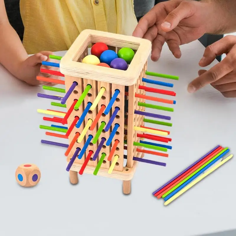 Stick Tower Game Wooden Balance Tower Pick Up Game Colorful Wood Sticks Game Wooden Sticks Stacking Game Educational Toys