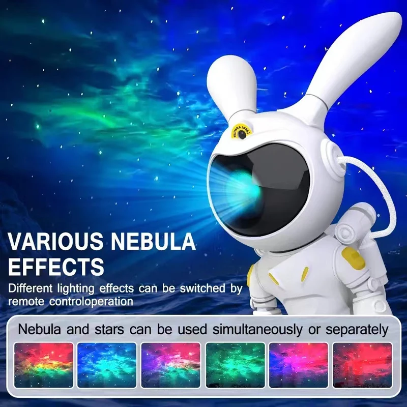 Bluetooth Space Rabbit Bluetooth Starry Sky Projection Laser Light Bedroom Bedhead Starry Sky Atmosphere Light Nightlight