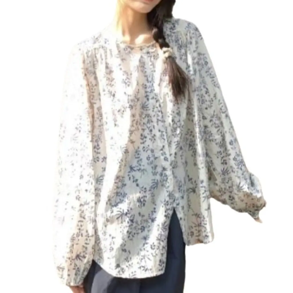 

Women's Summer Floral Two-Piece Set Sun Protection Shirt And Elastic High Waist Wide Leg Shorts Casual Outfit