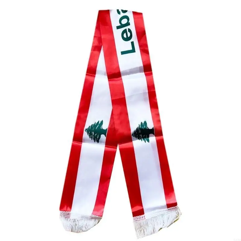 Fringed Lebanon Flags Scarf for Formal Event Sport Game Long Sash Party Supply 6XDA