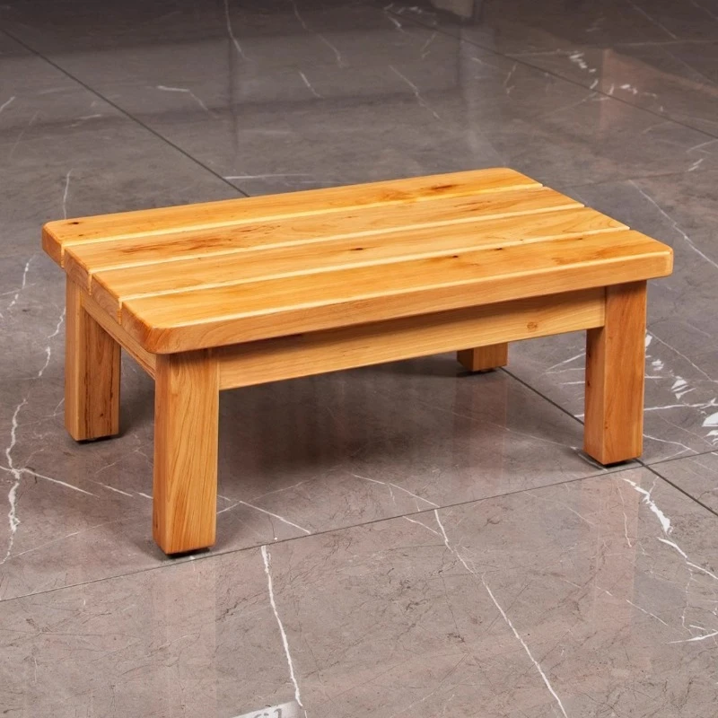 Solid wood single pedal multi-functional stool log color pedal board cypress waterproof adult low bench
