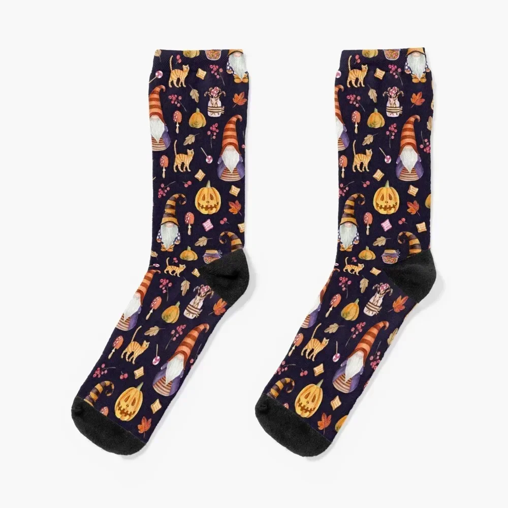 

Halloween gnomes. Watercolor pattern Socks anti slip football winter thermal Boy Child Socks Women's