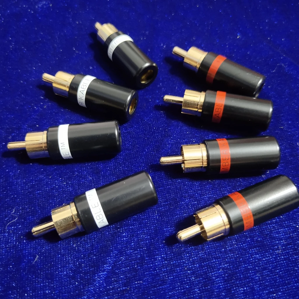 Best selling U.S. KM series pure copper gold-plated RCA lotus plug AV audio connector 6mm signal line connector with brand logo