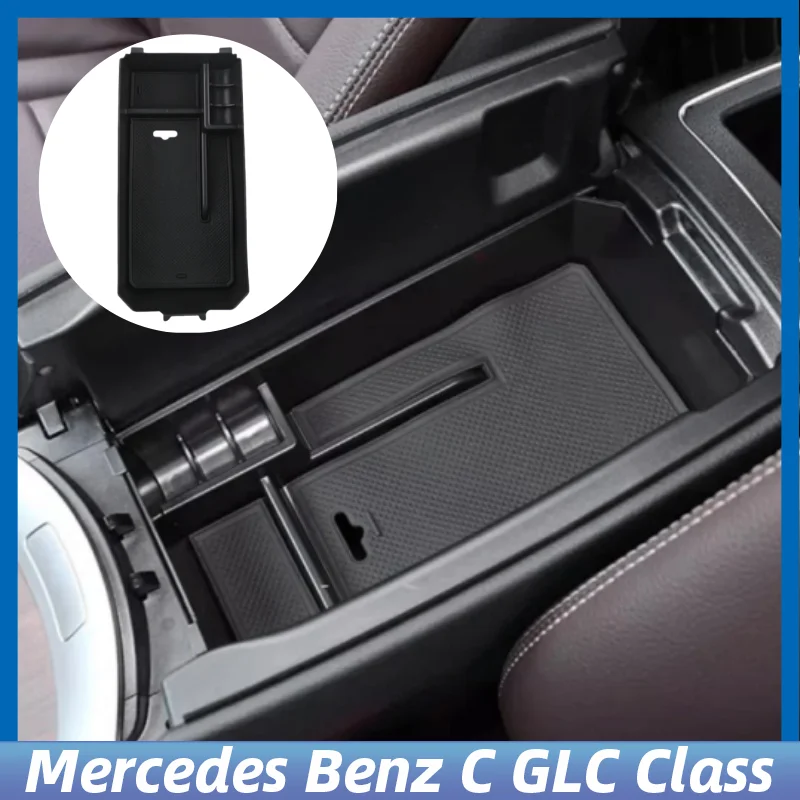 

Armrest Storage Box for Mercedes Benz C GLC Class C180 C200 C260 C300 GLC200 GLC260 GLC300 Organizer Holder Tray Car Accessories
