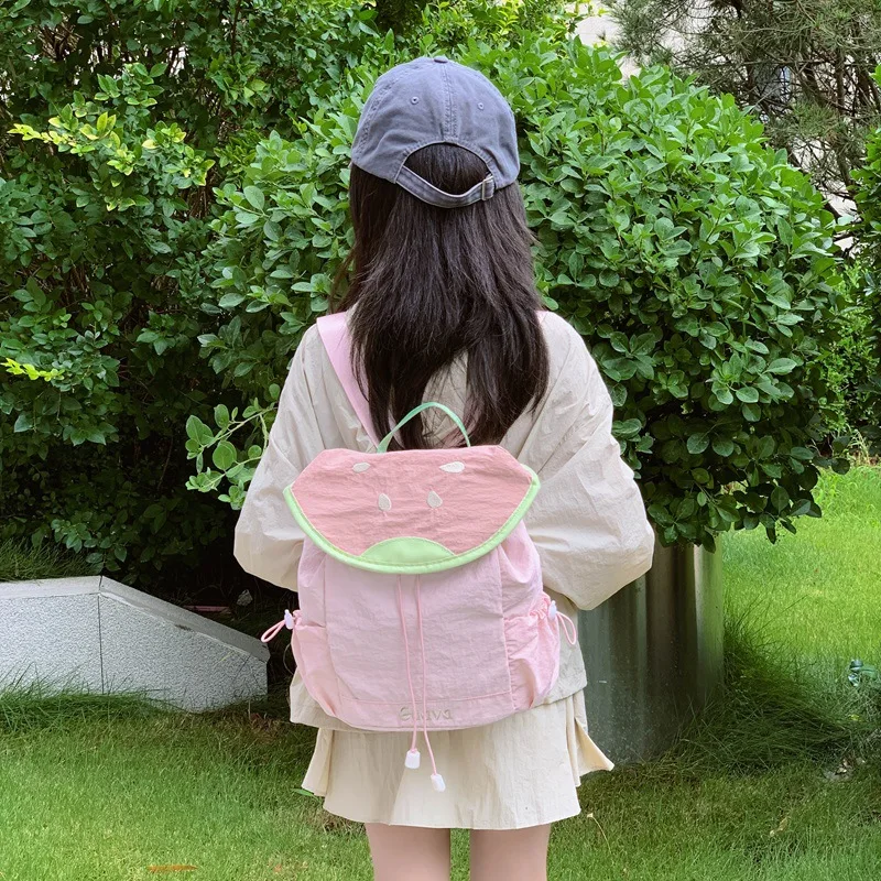 Kids School Backpack For Boys Girls Lightweight Waterproof Nylon Toddler Kindergarten Bag With Fruit Drawstring Design Children