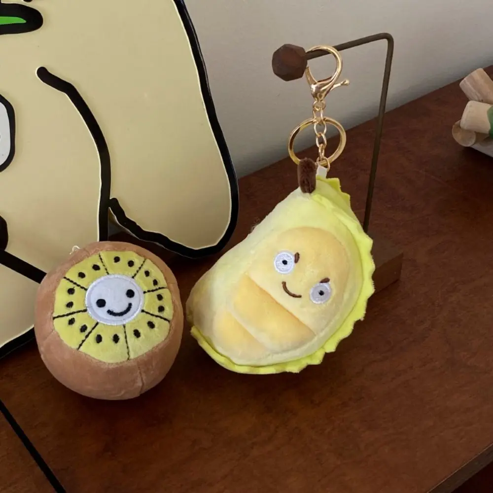 Kiwifruit Cute Fruit Pendant Key Buckle Backpack Charms Durian Plush Key Chain Cartoon Korean Style Plush Doll Toy Girls