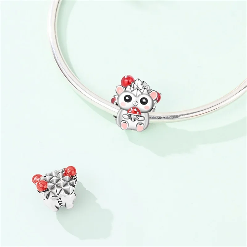 

Hot Sales 925 Sterling Silver Hedgehog Charms Beads CZ Zircon Fit Original Bracelet DIY For Women Birthday Popular Jewelry Gifts