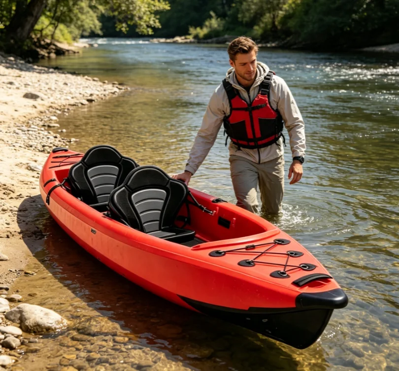 Drop Stitch Floor Inflatable Kayak 2 Person Fishing Kayak Tandem Kayak Boat for Lake River Ocean