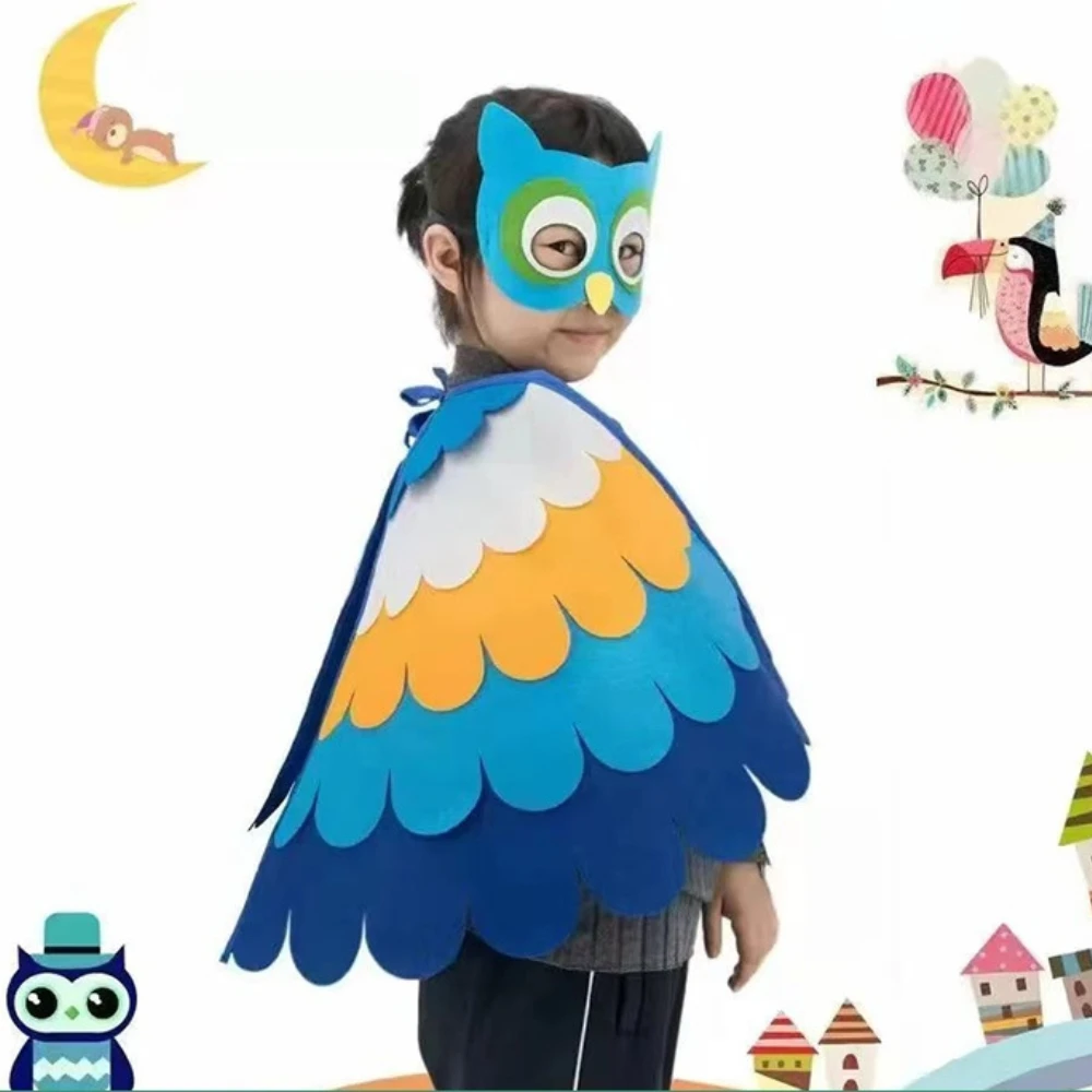 Cosplay per bambini Halloween Owl pavone costumi Cosplay ali di uccelli animali mantello feltro mantello carnevale Dress Up