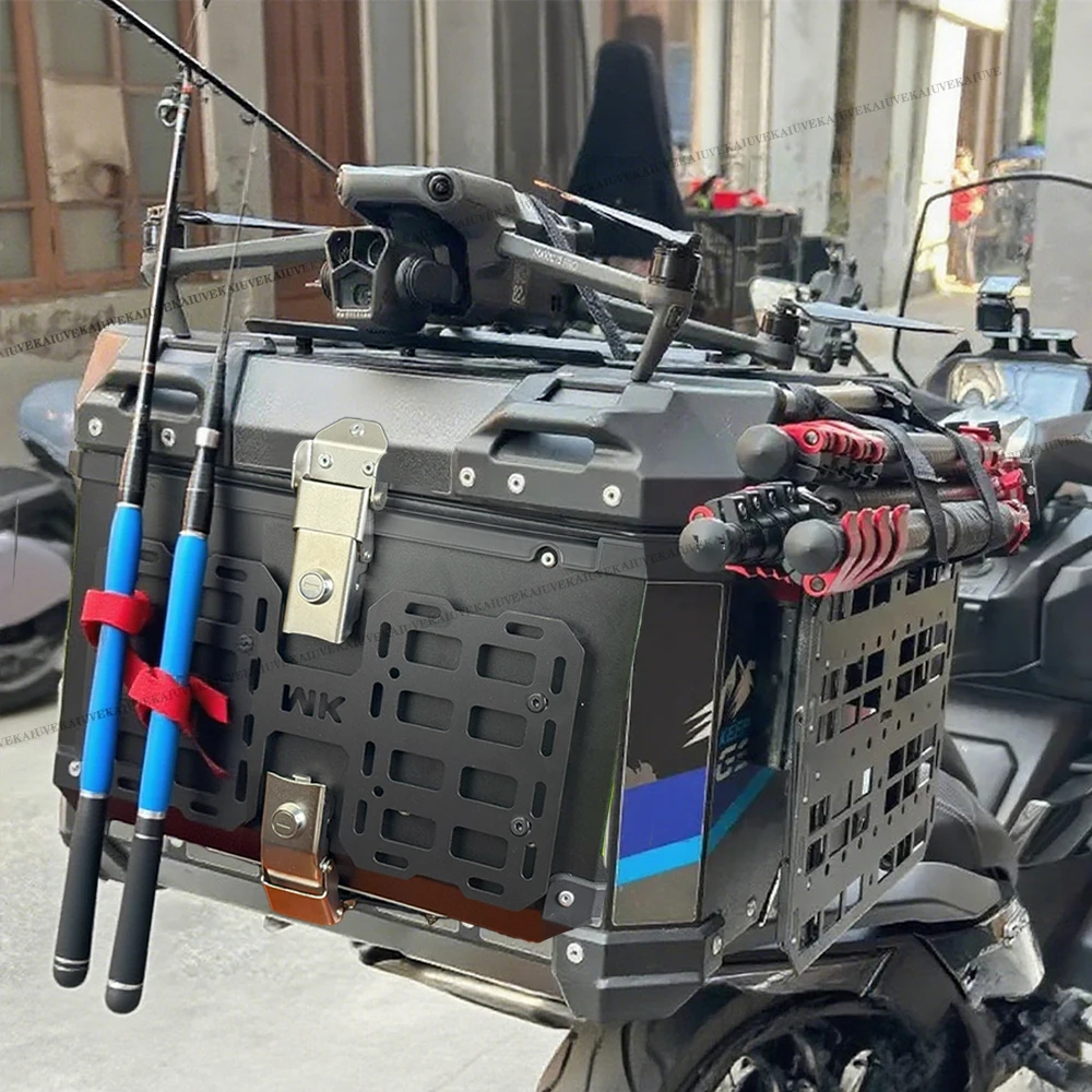 KAIUVE Motorcycle Molle Panel For Trunk Storage carbon Steel Waterproof Tactical Universal Side Box Organizer Modular Storage - Image 4