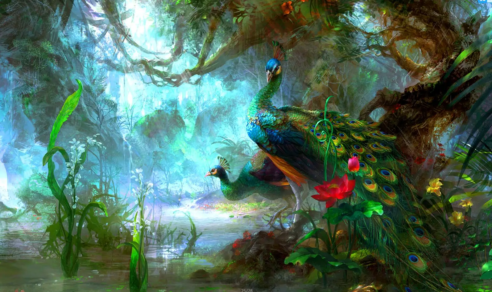 Custom any size Chinese style peacock magnolia flower and bird painting 3D Wallpaper Mural for Child Kids Room flowers wallpaper