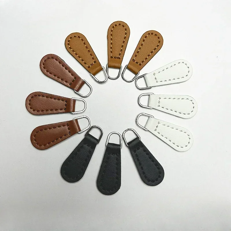 10pcs Pretty Zipper Pullers Simple Solid Color PU Zipper Pullers Clothes Pencil Bag Handbag Zipper Accessories