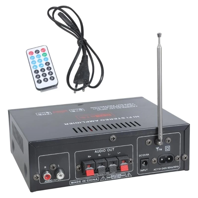 U2JE Home Car Amplifiers Bluetooth5.0 FM HiFi Digital Amplifier Stereo Surround Sound