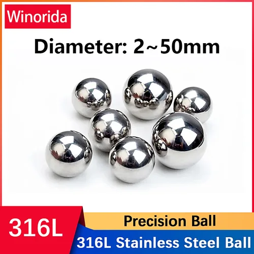 Bola de rodamiento de acero inoxidable, bola sólida a prueba de óxido de alta precisión 316L, 2/3/4/5/6/7/8/9/10/11/12/13/14/15/16/17/18/19/25 ~ 50mm