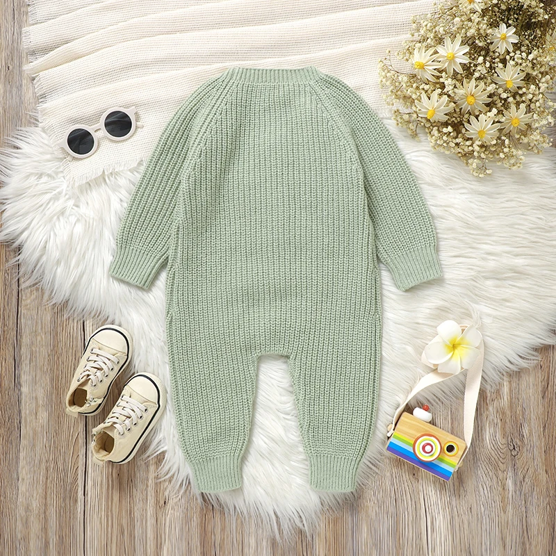 0-18 Months Baby Girls Boys Sweater Rompers Hedgehog Pattern Buttons Long Sleeve Toddler Fall Bodysuits Jumpsuits