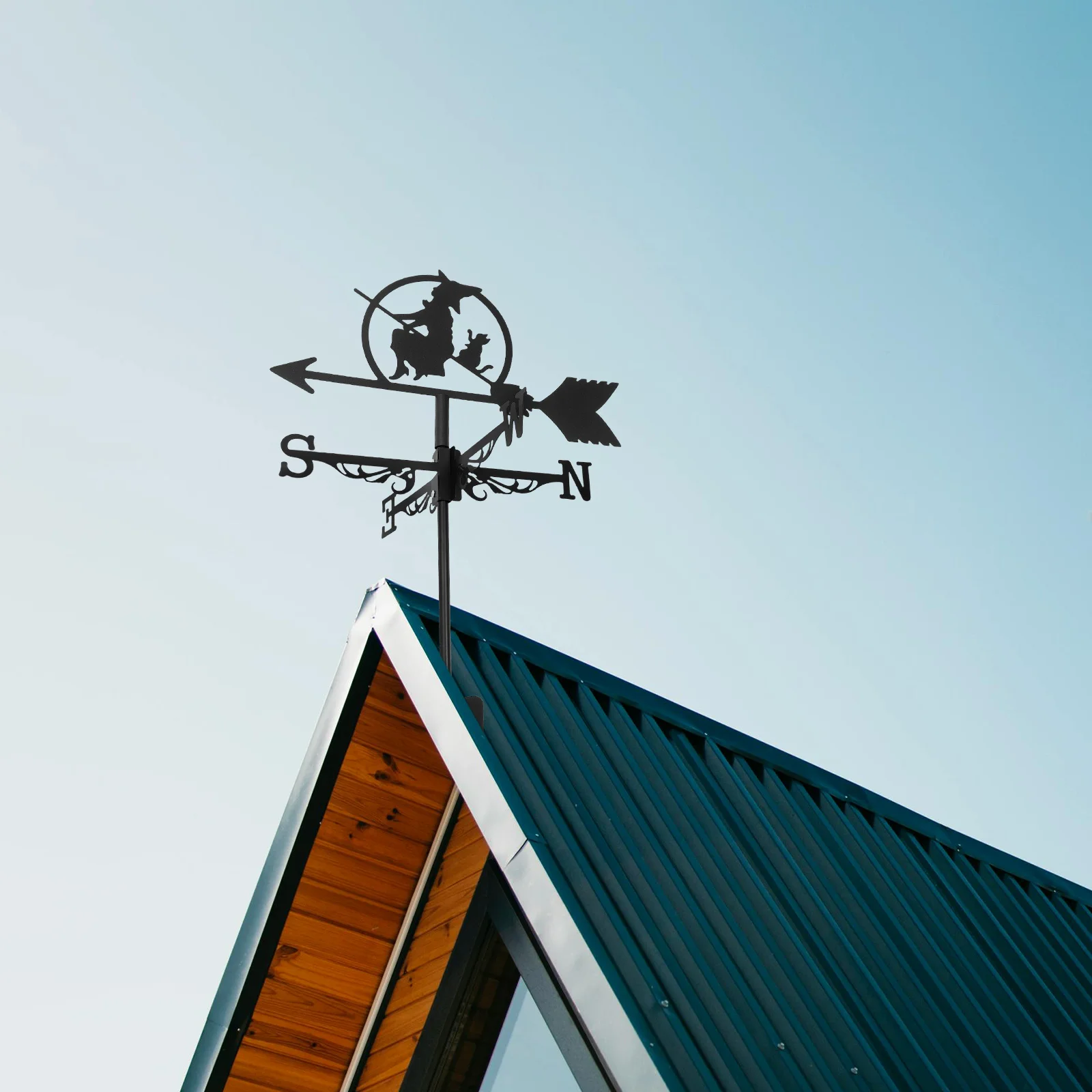 

Flying Witch Metal Weathervane Roof Mount Decorative Wind Vane for Garden Farmhouse Halloween Outdoor Decoration