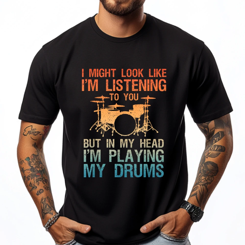 Funny Drummer Art For Men Women Drum Player Percussion Lover Luxury T Shirt Men High Quality Men's Clothing Deals