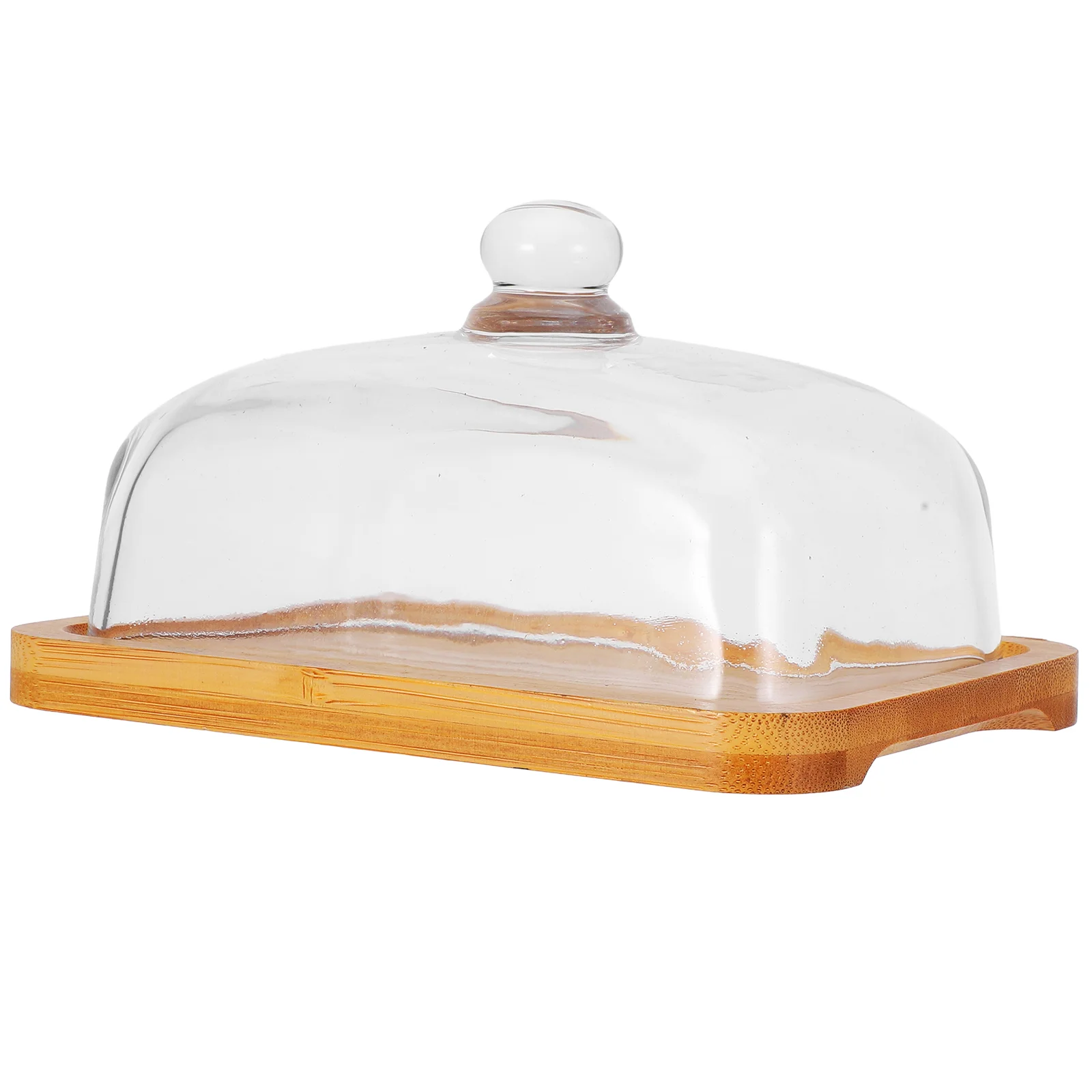 

Glass Lid Cheese Plate Trays Clear Butter Snack Mini Cake Stand with Dome Cover Wide Dish Cupcake Base