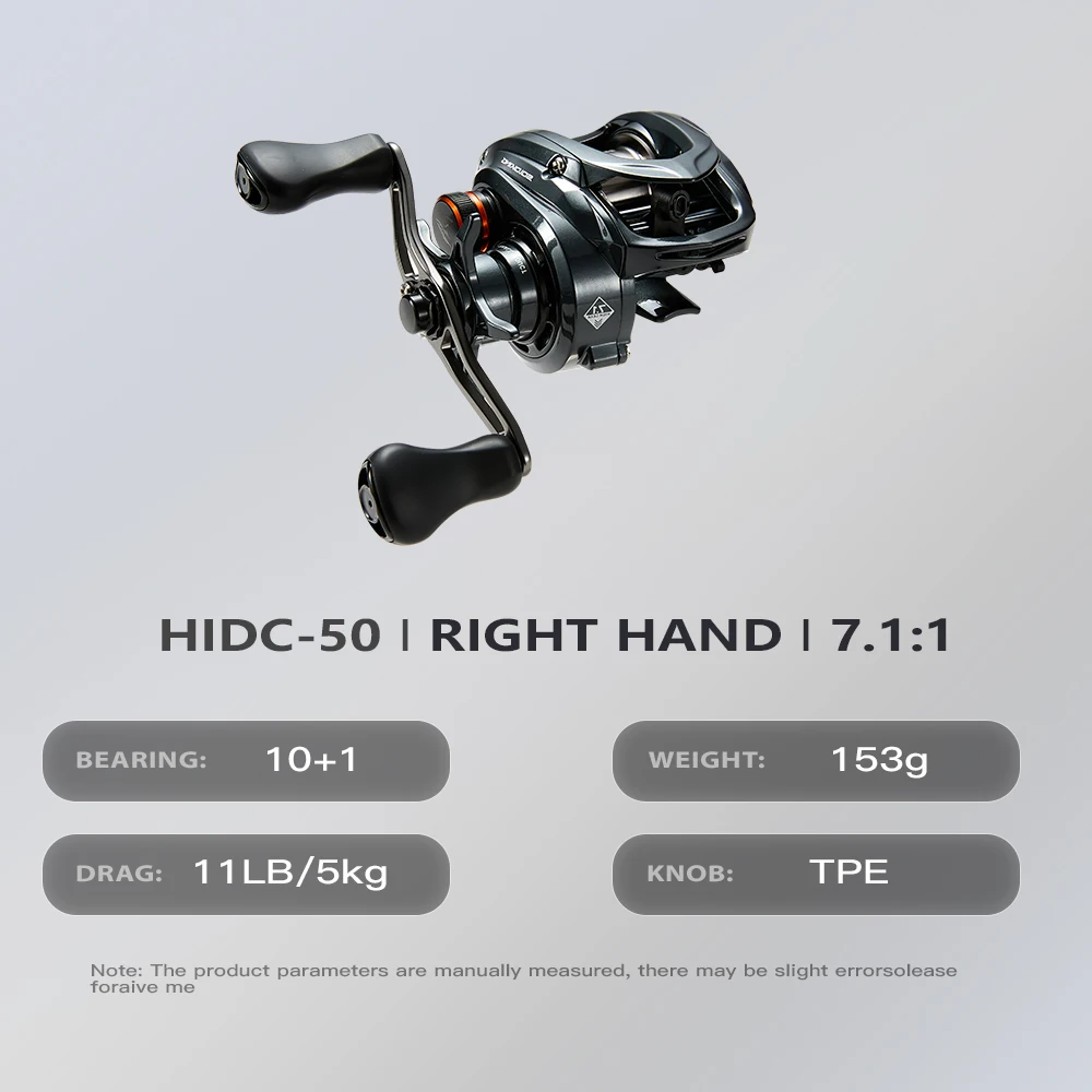 Soloking HIDC DC 152g Carbon Baitcasting Angelrolle 7.1:1 Longcast BFS 10+1 BB Digital Control Baitcaster Rolle Max Bremskraft 5kg