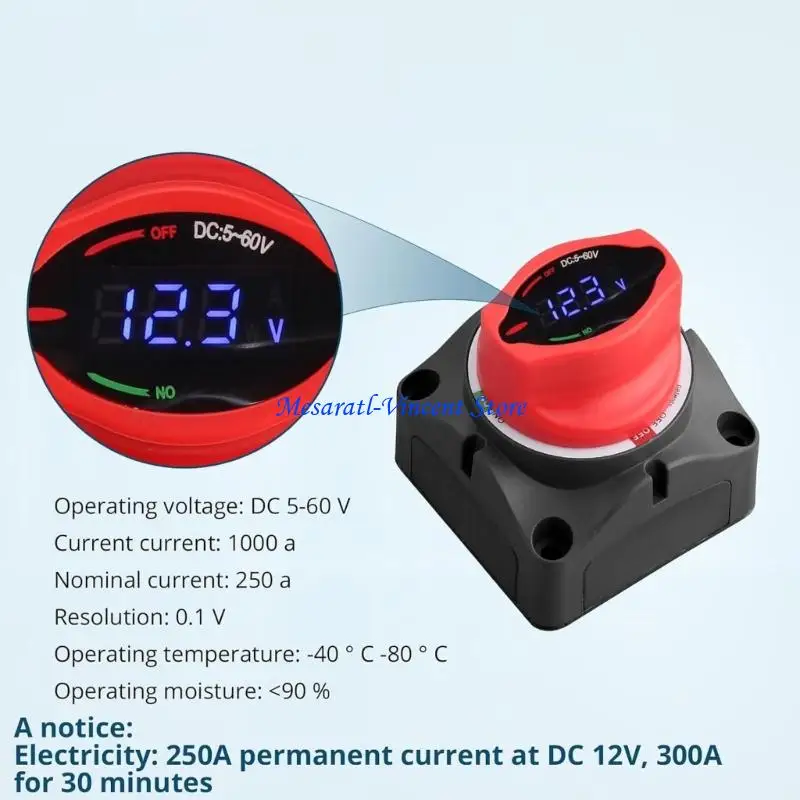 A70F 250A Hochstrom-Universal-Batterietrennschalter mit digitaler Spannungsanzeige, geeignet für den Einsatz auf Booten und LKWs – Detail 8