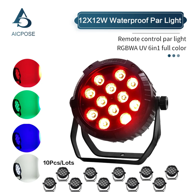 Lumière de Scène LED 6 en 1, Étanche IP65, Contrôle DMX, Éclairage DJ Chang, 12x12W RGBW/12x18W RGBWA UV, 10 Pièces