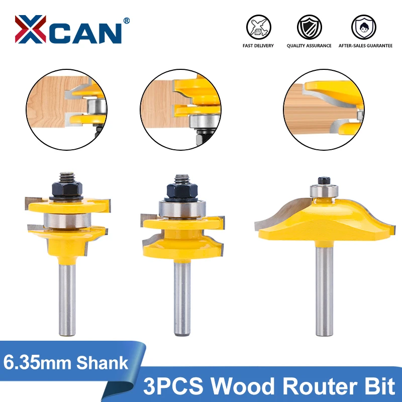 

XCAN Rail & Stile Router Bits 6.35mm Shank Matched Standard Ogee door knife Woodworking Cutter for Woodworking Tools