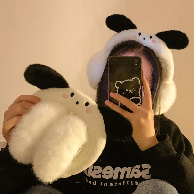 

Cute Cartoon Black Ear Earmuffs Winter Warm Thick Plush Earmuffs for Woman Girl Outdoor Warmth Products New Years Gifts