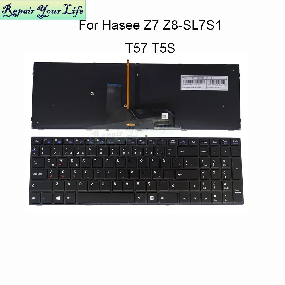 

Турецкий ноутбук TR с подсветкой клавиатуры для Hasee Z7 Z8-SL7S1 для Machenike/Terrans Force T57 T5 T5S T5X 6-80-P65S0-012-1
